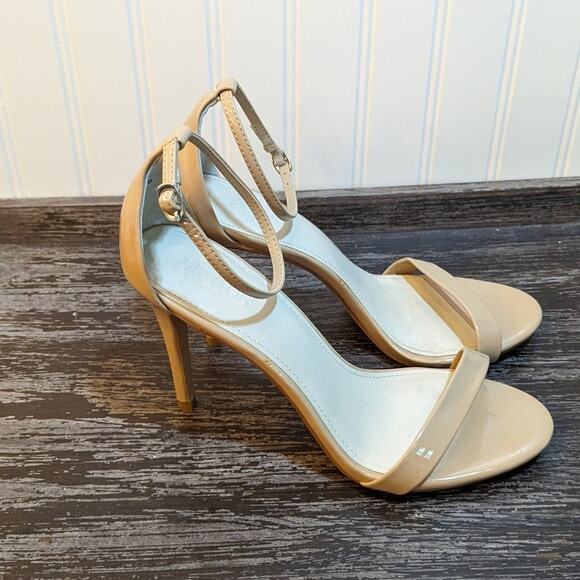 David's Bridal Larissa Tan Patent High Heel with Ankle Strap Size 9 - Picture 6 of 7